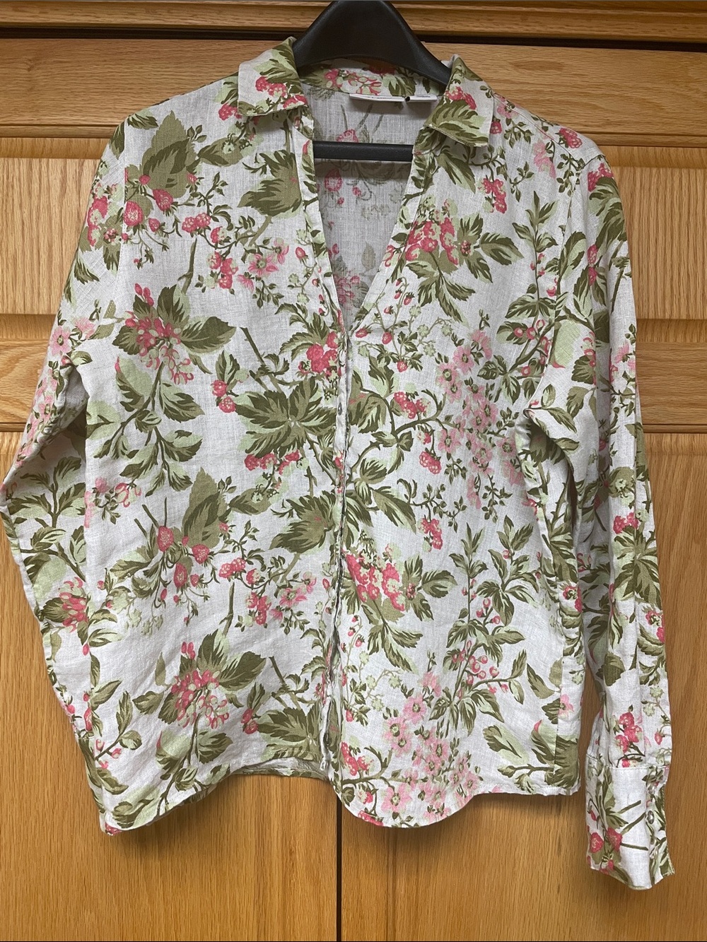 Laura Ashley Linen Floral Blouse - Size Medium